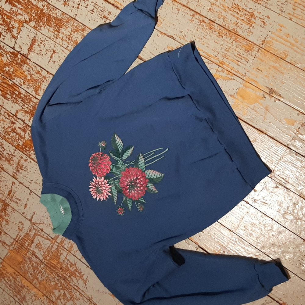 Floral Print Blue Sweater